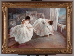 Obraz Top Art! Dwie Baleriny w Atelier - Miloslava Vrbova (ur. 1909-1991) Certyfikat!