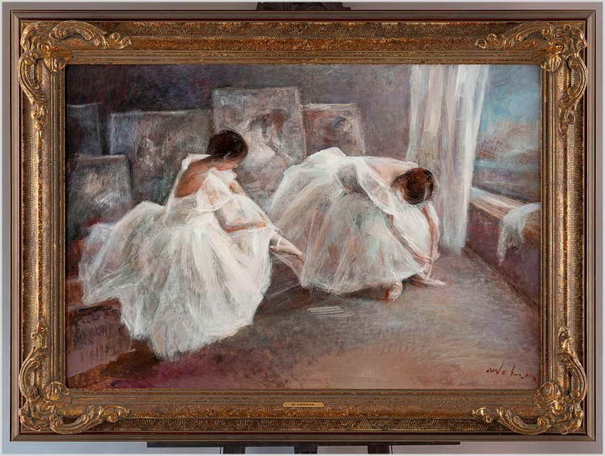 Obraz Top Art! Dwie Baleriny w Atelier - Miloslava Vrbova (ur. 1909-1991) Certyfikat!