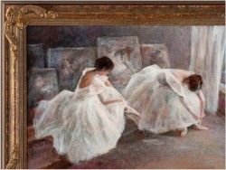 Obraz Top Art! Dwie Baleriny w Atelier - Miloslava Vrbova (ur. 1909-1991) Certyfikat!