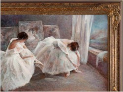 Obraz Top Art! Dwie Baleriny w Atelier - Miloslava Vrbova (ur. 1909-1991) Certyfikat!