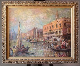 Duży obraz Wenecji! Wodok na Plac Świętego Marka od strony Canal Grande - Niemcy XXw.