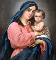 Malarstwo sakralne! Madonna z dzieciątkiem - Franz von Defregger (1835-1921)