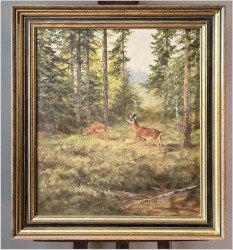 Malarstwo dla myśliwego! Sarna i Kozioł Sarny - oryg. Georg Majewicz (1897-1965)