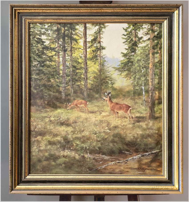 Malarstwo dla myśliwego! Sarna i Kozioł Sarny - oryg. Georg Majewicz (1897-1965)