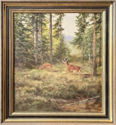 Malarstwo dla myśliwego! Sarna i Kozioł Sarny - oryg. Georg Majewicz (1897-1965)