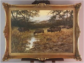 Tanganika! Wędrówka afrykańskich bawołów - oryg. Georg Majewicz *1897 (Rozmiar 120x80)