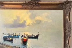 Łodzie w blasku porannego słońca - Franco Pergal *1905