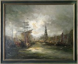 Nabrzeże portowe - Johannes Hubertus Hendrikus BÉVORT (1917-1996) ROZMIAR XXL