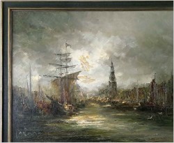 Nabrzeże portowe - Johannes Hubertus Hendrikus BÉVORT (1917-1996) ROZMIAR XXL