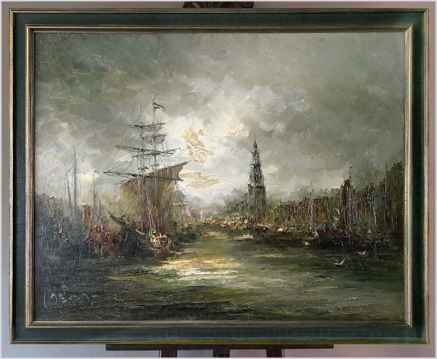 Nabrzeże portowe - Johannes Hubertus Hendrikus BÉVORT (1917-1996) ROZMIAR XXL