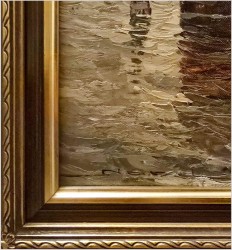 Obraz olejny! Łodzie żaglowe na redzie - Eduard Nowak *1921