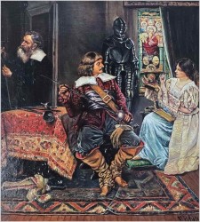 Ażurowa złocona rama! Scena we wnętrzu - Francesco Peluso (Neapol 1836 – 1916)