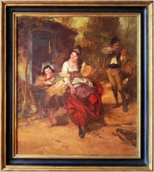 Obraz olejny! Tańcząca cyganka z tamburynem - Dickmeis Gerhard (Heinsberg 1918 - 1978 Jülich)