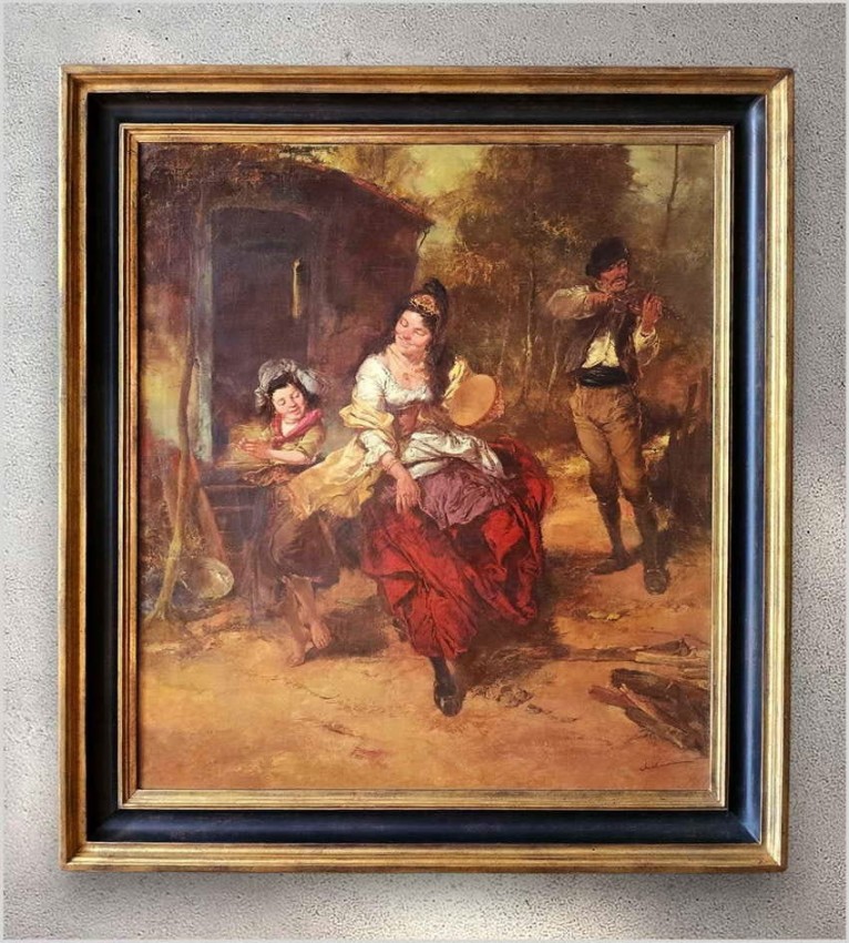 Obraz olejny! Tańcząca cyganka z tamburynem - Dickmeis Gerhard (Heinsberg 1918 - 1978 Jülich)