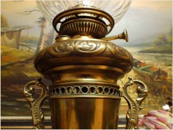 MOSIĘŻNA LAMPA NAFTOWA O PODSTAWIE MARMUROWEJ L&B *1883r.