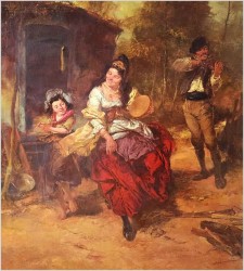 Obraz olejny! Tańcząca cyganka z tamburynem - Dickmeis Gerhard (Heinsberg 1918 - 1978 Jülich)