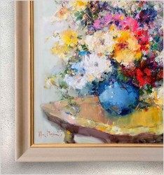 Obraz olejny! Kompozycja kwiatowa - Henze P. Morro (1925-2013)