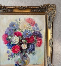 Wyjątkowe Malarstwo Olejne! Chryzantemy - Helmuth Andreas Volkwein (1920 - 2004) 