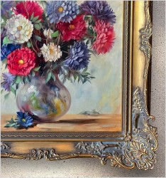 Wyjątkowe Malarstwo Olejne! Chryzantemy - Helmuth Andreas Volkwein (1920 - 2004) 