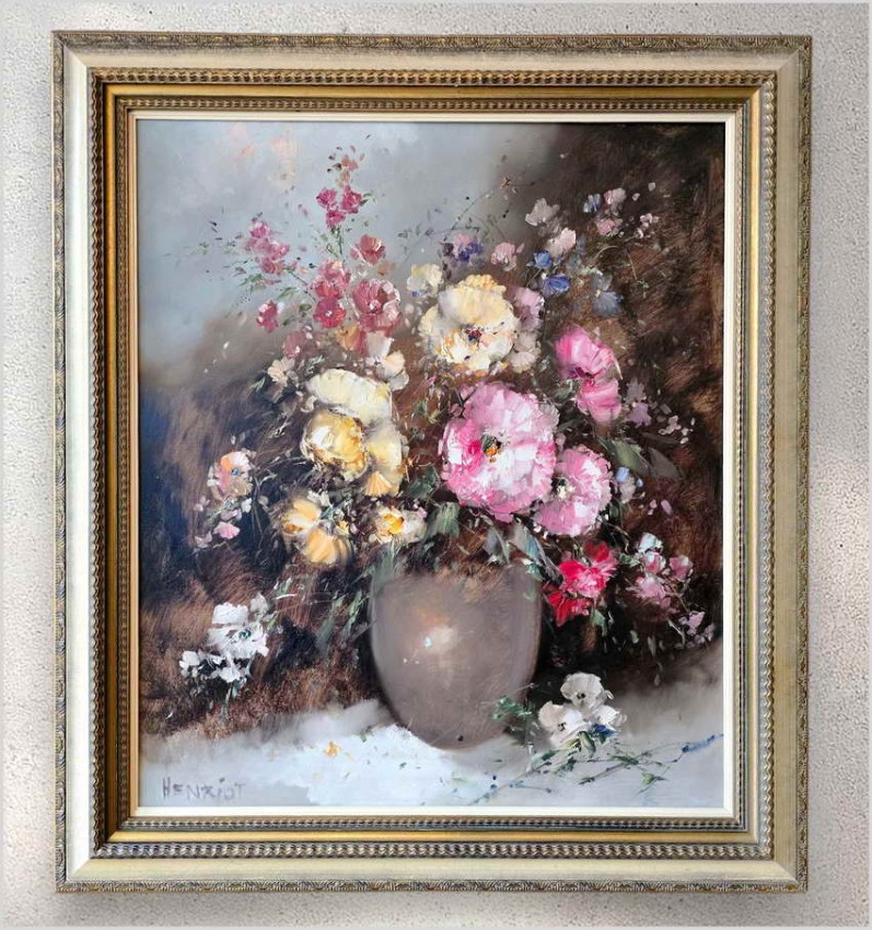 Obraz olejny ! Kwiaty w wazonie - Oryg.Christian Jereczek (Henriot) *1935 