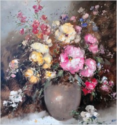 Obraz olejny ! Kwiaty w wazonie - Oryg.Christian Jereczek (Henriot) *1935 