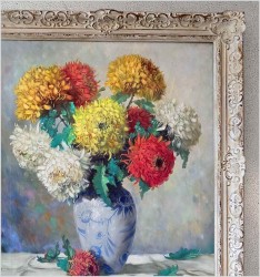 Wyjątkowe Malarstwo Olejne! Chryzantemy - Helmuth Andreas Volkwein (1920 - 2004)