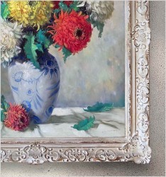 Wyjątkowe Malarstwo Olejne! Chryzantemy - Helmuth Andreas Volkwein (1920 - 2004)