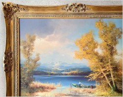 Dobre Malarstwo Romantyczne! Jesienny Spokój nad Jeziorem - Hans Wagner *1924