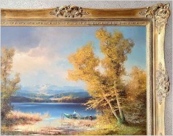 Dobre Malarstwo Romantyczne! Jesienny Spokój nad Jeziorem - Hans Wagner *1924