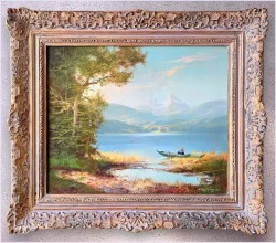 Dobre Malarstwo Romantyczne! Jezioro z widokiem na Watzmann - Hans Wagner *1924