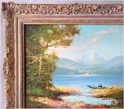 Dobre Malarstwo Romantyczne! Jezioro z widokiem na Watzmann - Hans Wagner *1924