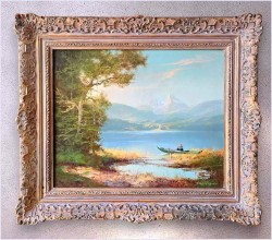 Dobre Malarstwo Romantyczne! Jezioro z widokiem na Watzmann - Hans Wagner *1924