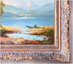 Dobre Malarstwo Romantyczne! Jezioro z widokiem na Watzmann - Hans Wagner *1924