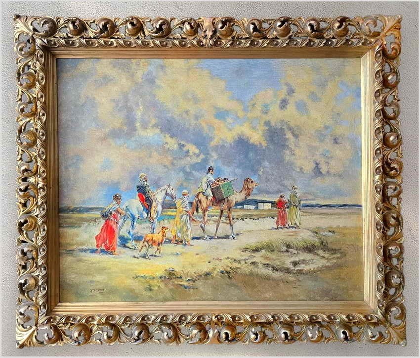 Malarstwo Orientalne! Karawana - Syg.Otto Pilny (Swiss 1866-1936)
