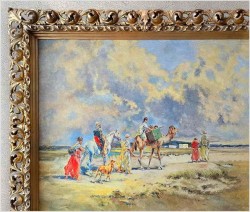 Malarstwo Orientalne! Karawana - Syg.Otto Pilny (Swiss 1866-1936)