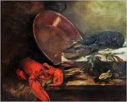 Vanitas! Piękny obraz z homarem - Henri Privat-Livemont (1861–1936) 