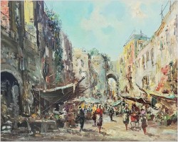 Dobre malarstwo! Stara Uliczka w Neapolu - Erich Demmin (1911-1997)
