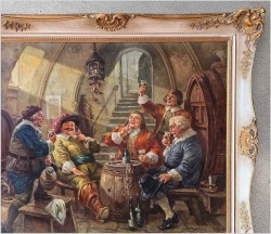 Stary obraz olejny! Próba wina - Hermann Prediger (1886-1970)