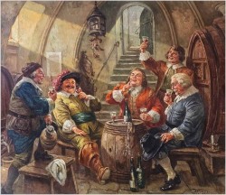 Stary obraz olejny! Próba wina - Hermann Prediger (1886-1970)