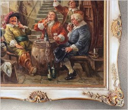 Stary obraz olejny! Próba wina - Hermann Prediger (1886-1970)