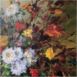 Obraz olejny! Barwna kompozycja kwiatowa - Bernard Durant *1917