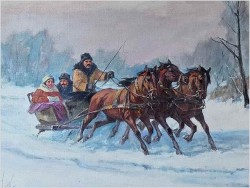 5. Obraz olejny! Kulig w Pełnym Galopie - Jan Wiśniewski 1904-1977