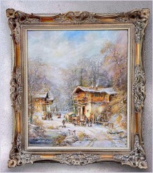 Romantyczne malarstwo! Życie Zimowej Wioski - Prof.  Janez Kenzer *1930 