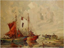 Łodzie na morzu północnym - Rudolf Priebe (Kiew 1889-1964 Hamburg)
