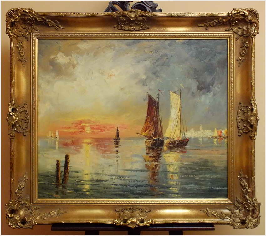 MORZE ŚRÓDZIEMNE, ŁODZIE Z WIDOKIEM NA WENECJĘ - HEINZ NEHREN *1919