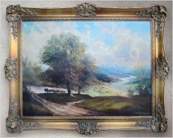 Obraz olejny! Widok na dolinę - Helmut Stadelhofer *1914 (120cmx90cm)