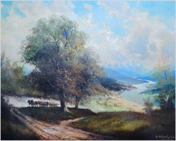 3. Obraz olejny! Widok na dolinę - Helmut Stadelhofer *1914 (120cmx90cm)