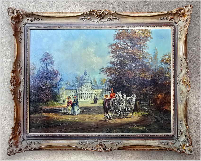 1. Malarstwo rokoko! Piękna scena parkowa - Herbert Isenberg *1930