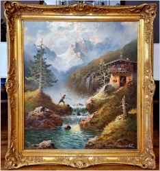 Wędkarz nad wodospadem w Pitztal - Gustaw Weiss/Guwe