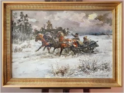 Polskie Malarstwo Aukcyjne! Zimowa sanna - Edward Pierzyński (Polish *1922)